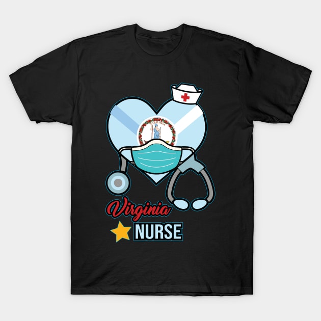 Virginia Nurse - Love RN LPN CNA State Nursing Gift T-Shirt by ScottsRed